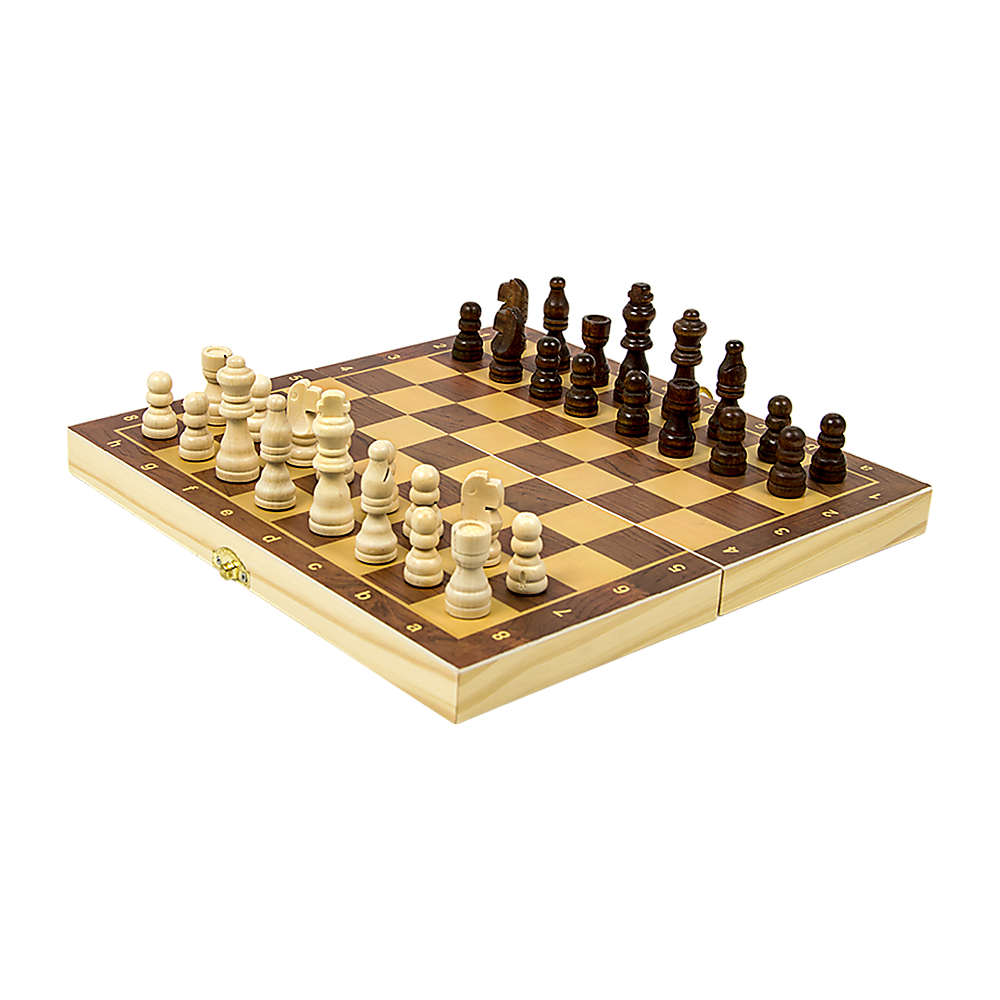 V63-835571-26659-00 Chess Board Games Folding Large Chess Wooden Chessboard Set Wood Toy Gift - Image 1