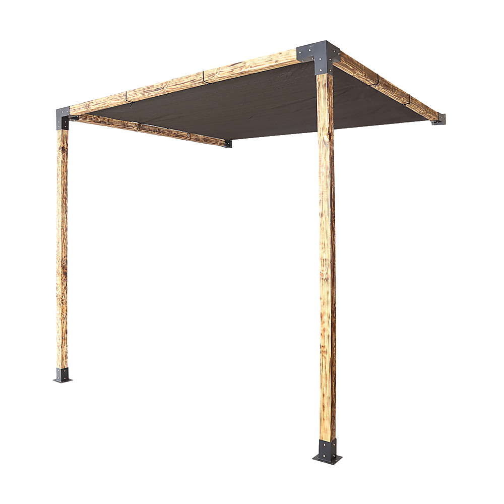 V63-848311-167393-11 Roof Pergola Gazebo Shed Matte Black Steel Brackets and Black Screen DIY Kits - Image 1
