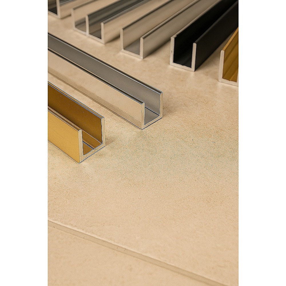 V63-930921-202508071820-00 Glass Shower Screen 120cm Floor Channel in Gunmetal - Image 1