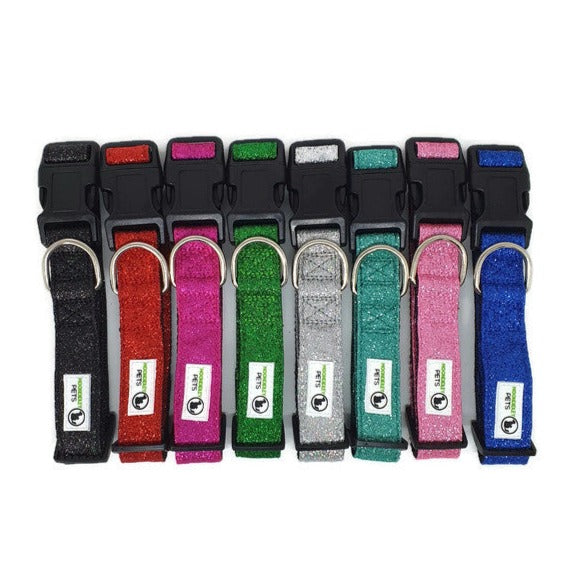 V631-MDPCOLBLIMGRN-186128-00 Bling Glitter Overlay Nylon Dog Collar Breakaway Buckle - Moondidley Pets Medium Green - Image 1