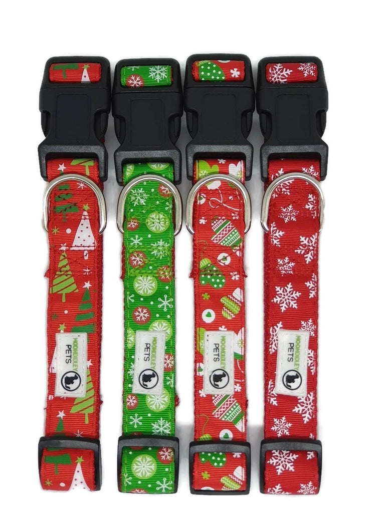 V631-MDPCOLXMAXLMIT-186104-00 Christmas Dog Collars Adjustable - Moondidley Pets X-Large Red Mittens - Image 1