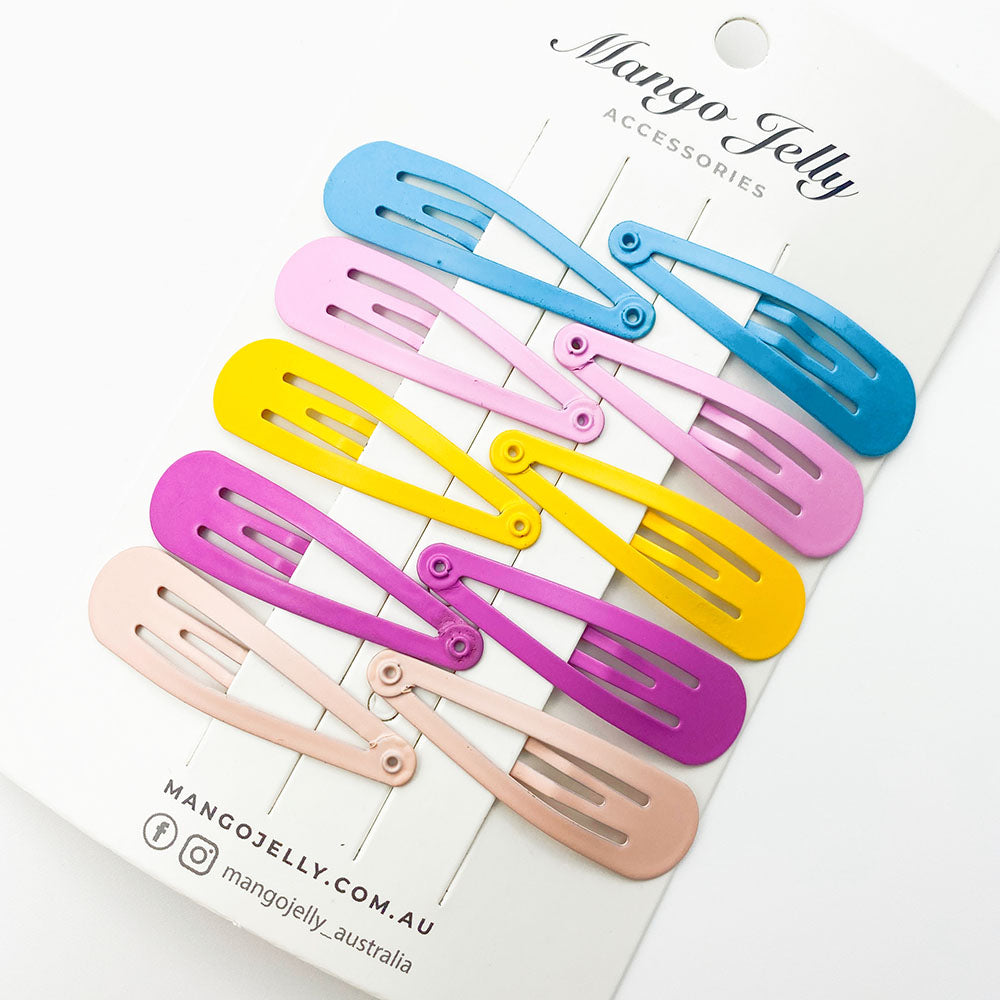 V659-HC-5CM-10P-BASIC-POP-1-M-160864-00 MANGO JELLY Everyday Snap Hair Clips (5cm) - Pop - One Pack - Image 1