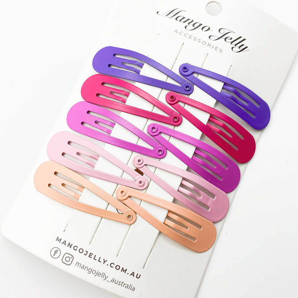 V659-HC-5CM-10P-BASIC-VIOLET-6-P-160841-00 MANGO JELLY Everyday Snap Hair Clips (5cm) - Violet - Six Pack - Image 1
