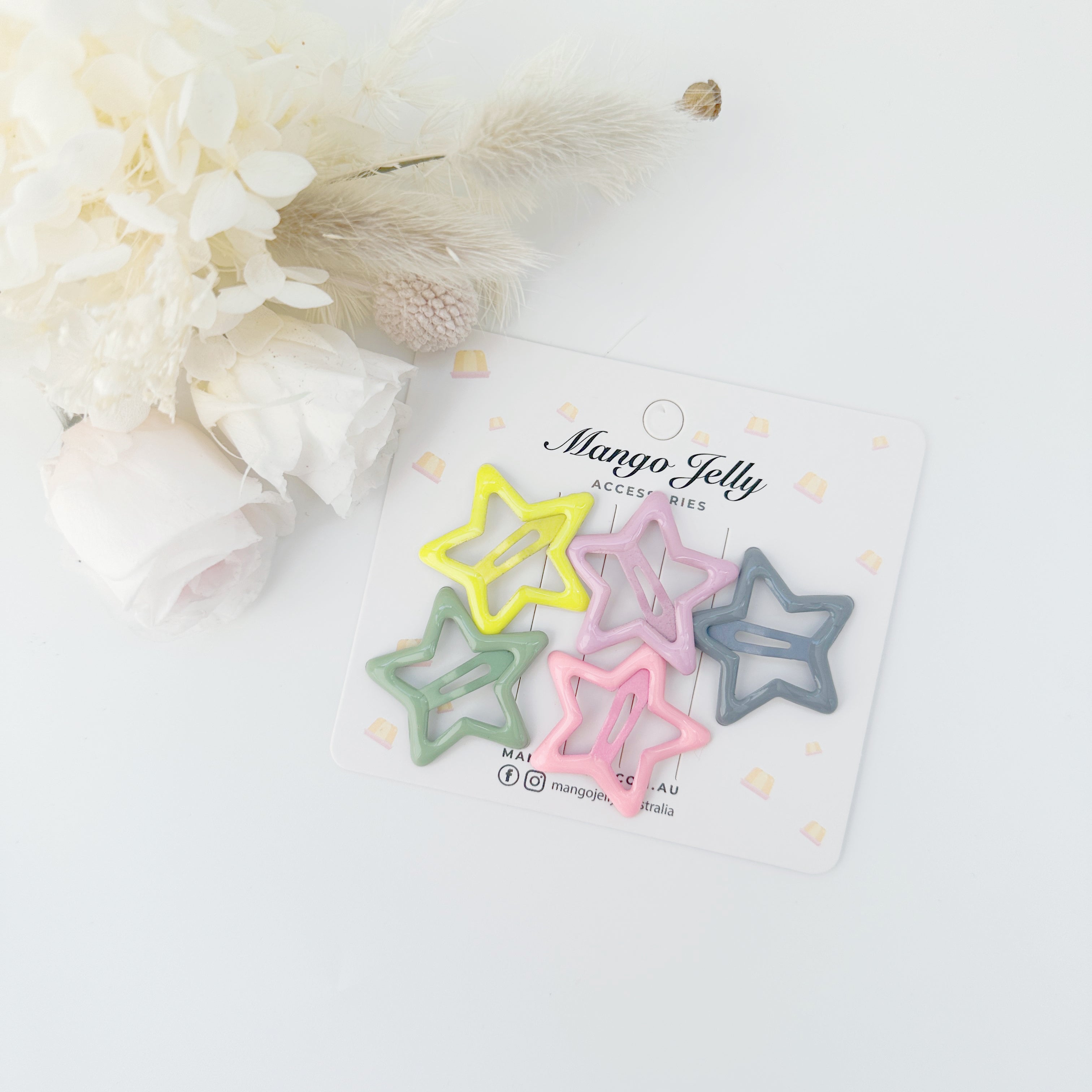V659-HC-BUTTERCREAM-CANDY-STAR-1-M-160818-00 MANGO JELLY Butter Cream Hair Clips Collection - Candy Stars - One Pack - Image 1