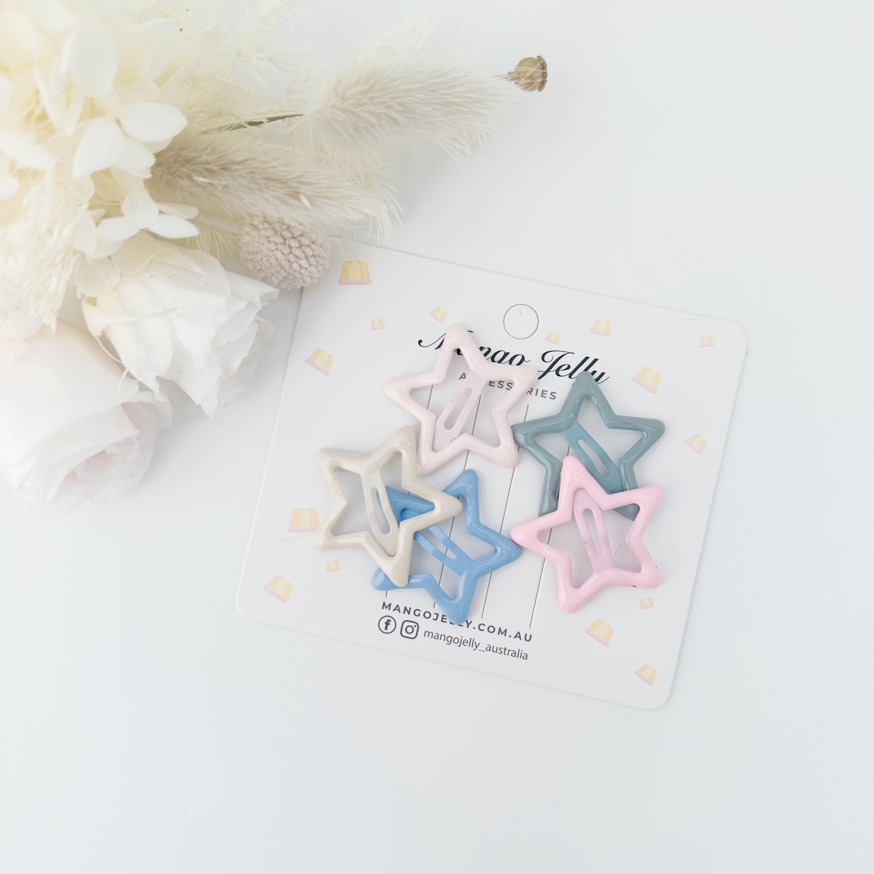 V659-HC-BUTTERCREAM-ICECREAM-STAR-2-M-160805-00 MANGO JELLY Butter Cream Hair Clips Collection - Ice cream Stars - Twin Pack - Image 1