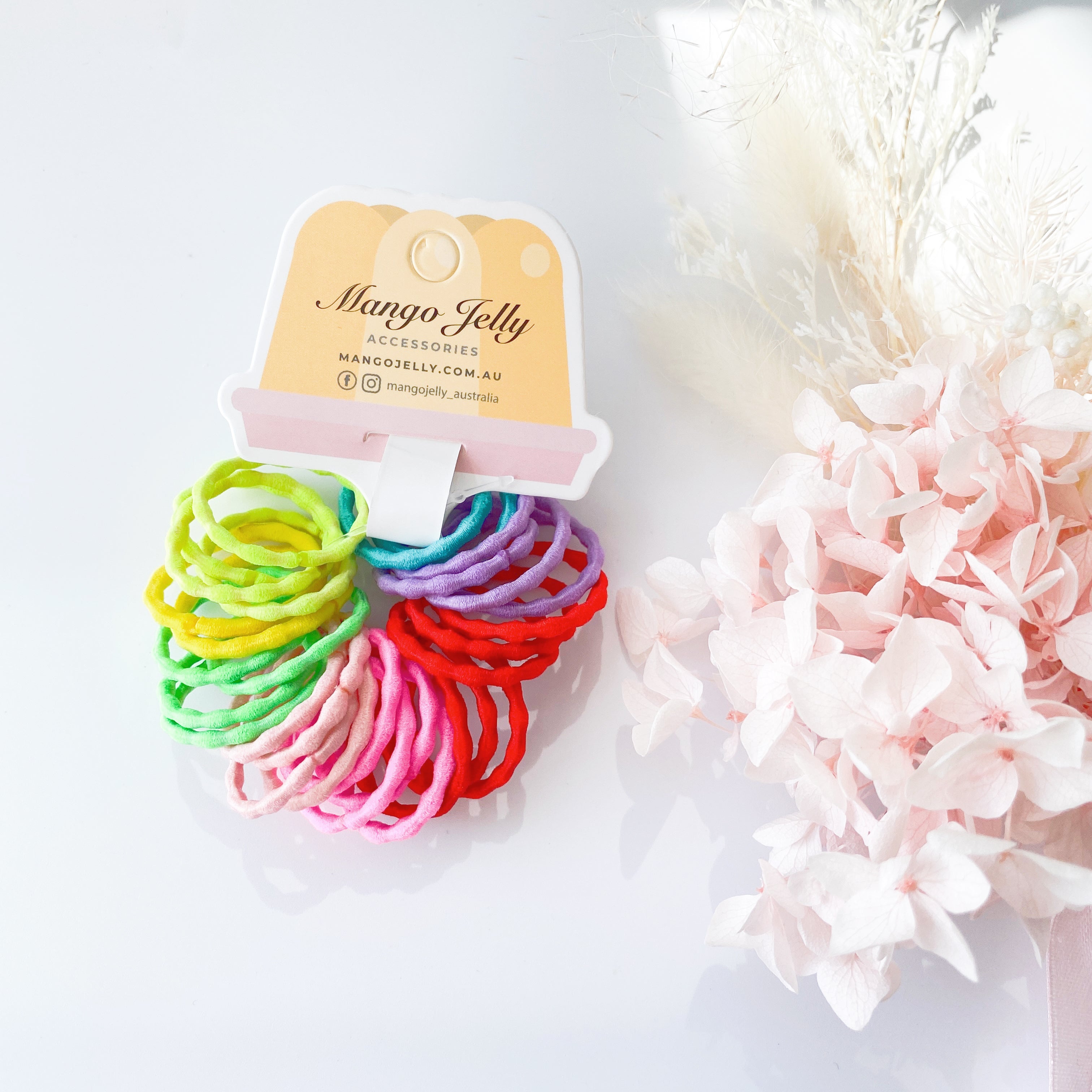 V659-HT-3CM-30P-SILKYPOP-MIXED-2-M-161017-00 MANGO JELLY Kids Hair Ties (3cm) - Silky Pop Mixed -Twin Pack - Image 1