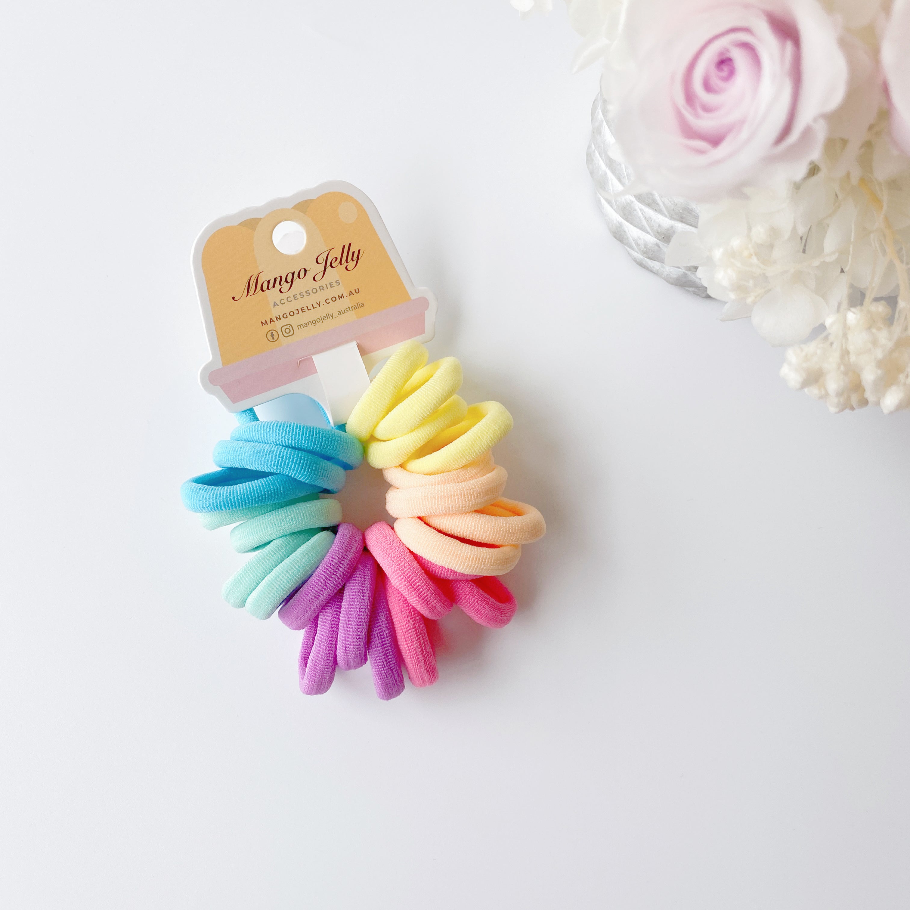 V659-METALFREE-3CM-24P-PASTEL-2-M-160933-00 MANGO JELLY Metal Free Hair Ties (3cm) - Classic Pastel 24P -Twin Pack - Image 1