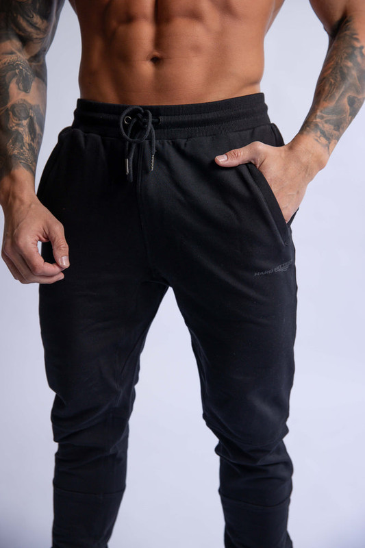 V697-SLIM-FIT-TERRY-JOGGERS-BLACK-X-LARGE-218117-00 HARD HITTERS SLIM FIT TERRY JOGGERS BLACK X-LARGE - Image 1
