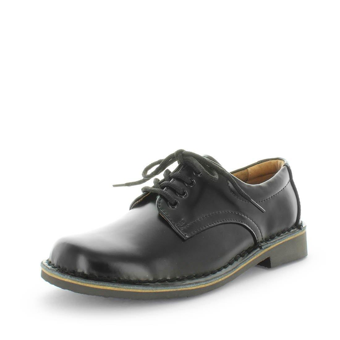 V717-9333333152506-192195-00 WILDE SCHOOL Girl's JEZRA-Jnr School Black Off Shine Shoe 13US - Image 1