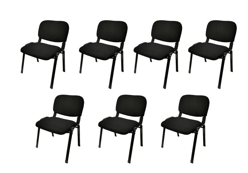 V728-AD-0256-BK-187693-00 NNECN Stackable & Linkable Office Conference Visitor Community Chairs (Set of 7-Black) - Image 1