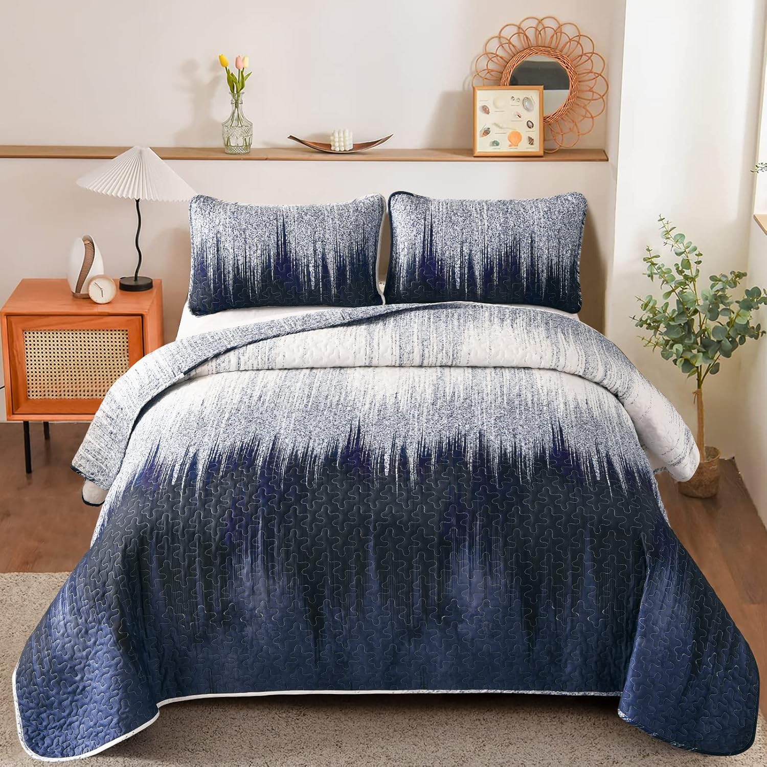 V745-AC090441Q13U-218235-00 Feminine cave stalactites pattern 3 Pc Bedspread & Pillow Cover Set - Image 1
