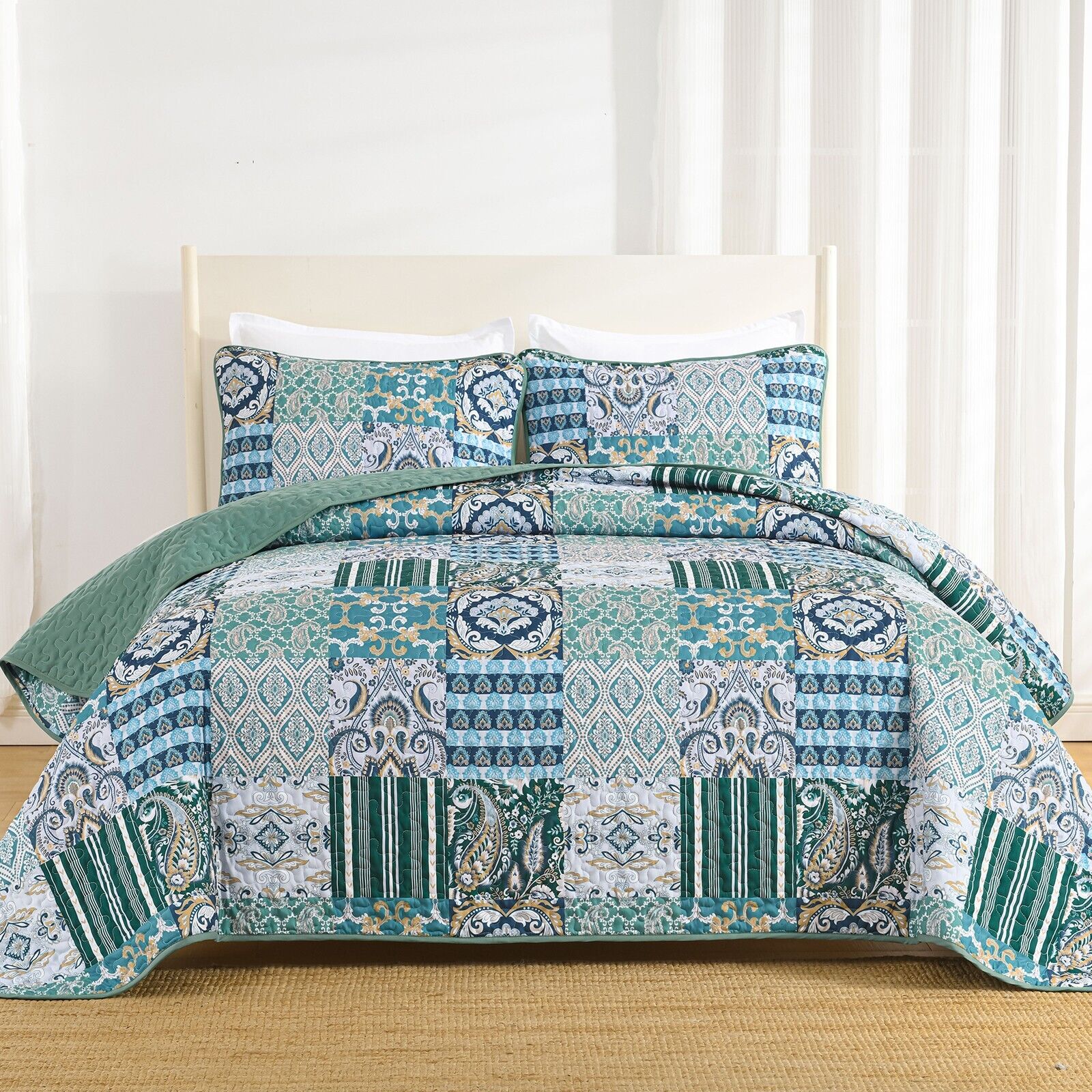 V745-MAC090438Q13U-218270-00 Exquisite Regal Purple 3 Pc Bedspread & Pillow Cover Set - Image 1