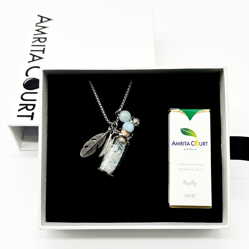 V760-GBAJ-19-195261-07 Gift Box - Crystal Bottle (Aquamarine) + Purify Oil Blend - Image 1