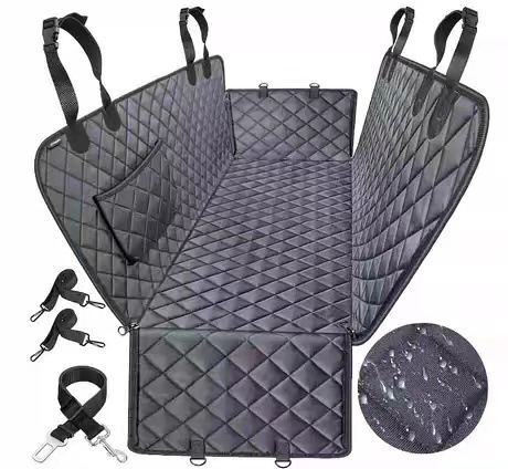 V888-ELOSUNG10074-208603-00 Dog Car Seat Cover with Mesh Window, Waterproof Pet Seat Cover for Back Seat, Non-Slip Durable Scratchproof Dog Hammock for Cars, Trucks and SUVs - Image 1