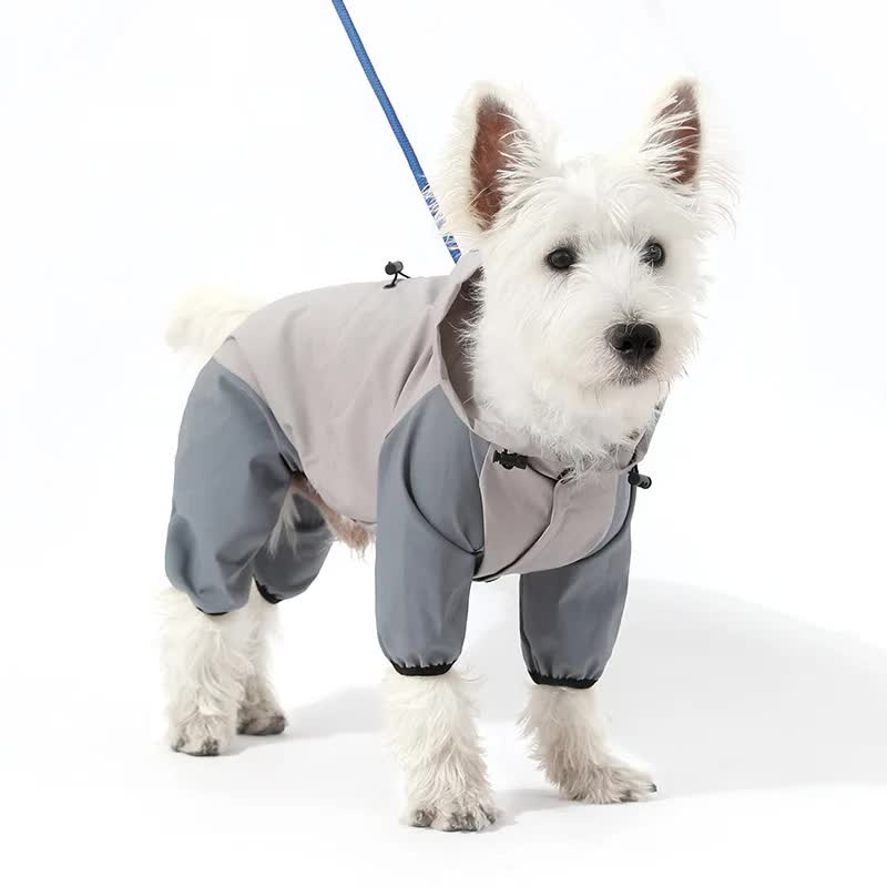 V888-ELOSUNG10467-204511-00 Waterproof Dog Raincoat with Hidden Leash Hole - Windproof and Comfortable for Outdoor Walks, Size:S (Back Length 20cm/7.87in, Bra 31cm/12.20in) Grey - Image 1