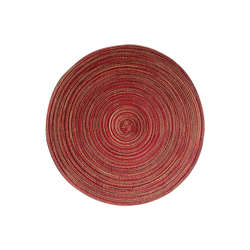 V888-ELOSUNG10756-205633-00 Round Woven Placemats -Colorful Braided Table Mats for Dining & Home Decor 18cm 10pcs Red - Image 1