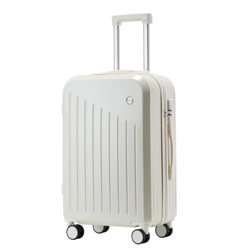 V888-ELOSUNG10781-205838-00 Smart Carry-On Luggage with Cup Holder & USB Charging Port - White Color Spinner Suitcase for Travel Convenience 24 inch - Image 1