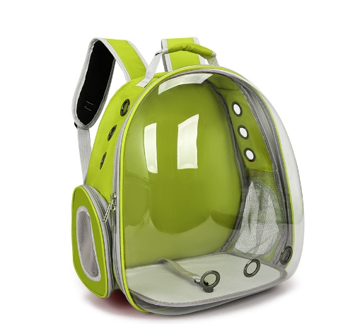 V888-ELOSUNG10807-205648-00 Green Red Pet Carrier Backpack with Transparent Window 33*18*42cm - Image 1