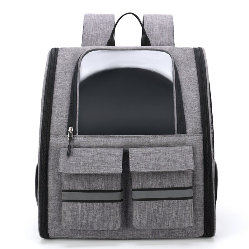 V888-ELOSUNG10814-205830-00 Grey Collapsible Pet Carrier Backpack with Trolley Sleeve - Image 1