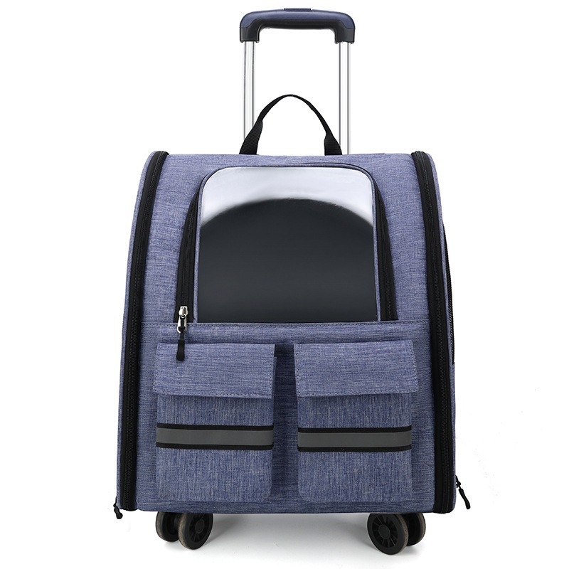 V888-ELOSUNG10819-205934-00 light Blue 3-in-1 Pet Carrier: Rolling Backpack with Collapsible Design - Image 1