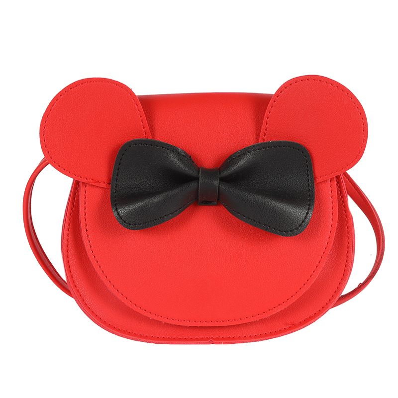 V888-ELOSUNG10868-206252-00 Adorable Bow Bear Crossbody Bag for Kids - Red Shoulder Bag 18*17*8cm - Image 1