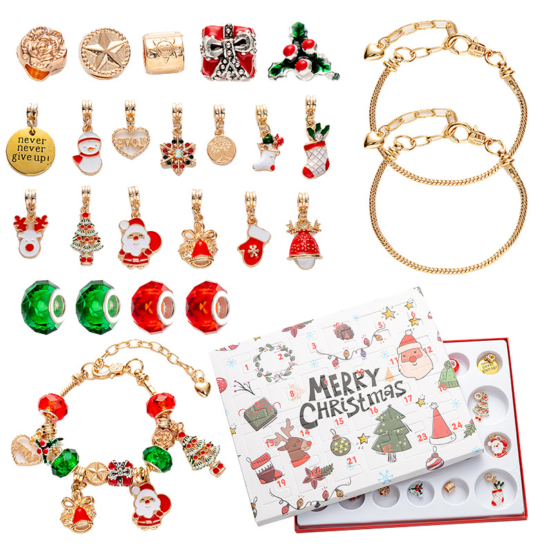 V888-ELOSUNG10924-205972-00 Christmas Charm Bracelet Advent Calendar - DIY Jewelry Gift Set with Festive Charms - Image 1