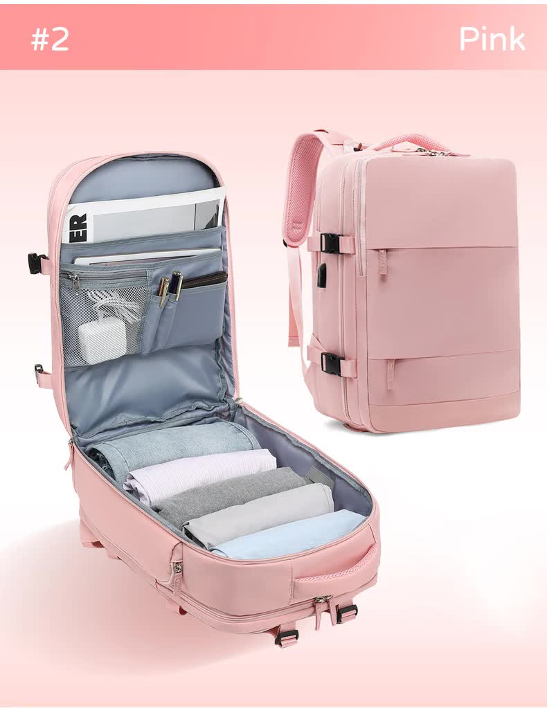 V888-ELOSUNG10937-205985-00 Multi-Compartment Travel Backpack with Shoe Storage and Wet-Dry Separation (Pink)31cm(L)*17cm(W)*42cm(H) - Image 1