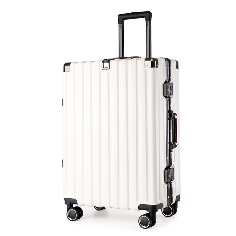 V888-ELOSUNG11007-206398-00 Aluminum Alloy Hard-Shell Suitcase with TSA Lock -20" Spinner Luggage in White - Image 1