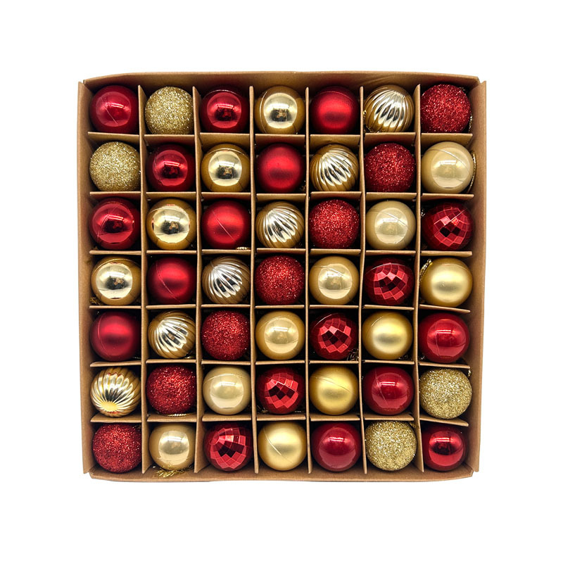 V888-ELOSUNG11312-209210-00 49-Piece Christmas Ornament Set - 3cm Red, Gold Baubles for Christmas Tree Decoration - Image 1