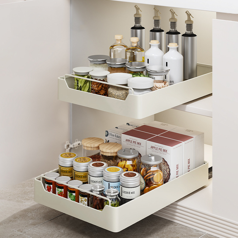 V888-ELOSUNG1135-202471-00 Kitchen Cabinet Pull-Out Organizer for Spices, Jars, and Bottles - Space-Saving Storage Solution (25 width -53 depth) - Image 1