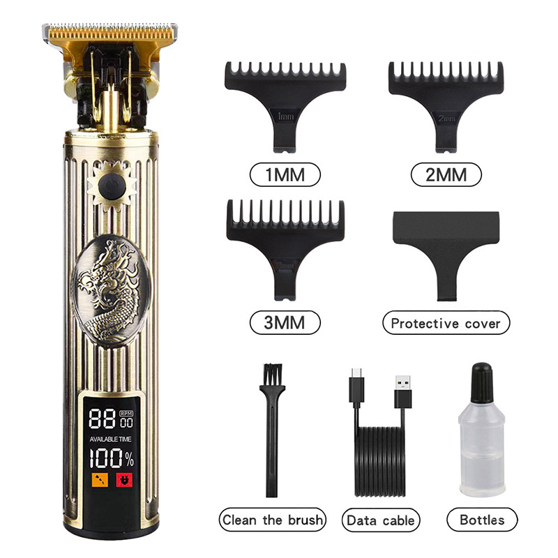 V888-ELOSUNG11358-209320-00 Professional Vintage Dragon Design Hair Trimmer - Digital Display Cordless Trimmer with Adjustable Guards and USB Charging - Image 1