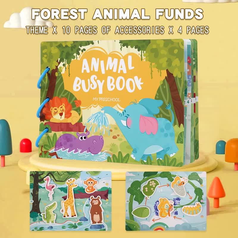 V888-ELOSUNG11378-209354-00 Interactive Busy Book Set - 2-pack of educational activity books for preschoolers on transport and animals - Image 1