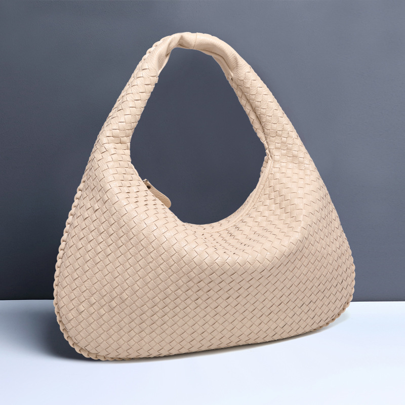 V888-ELOSUNG11524-209445-00 off white Elegant Woven PU Leather Hobo Bag - Stylish Large-Capacity Shoulder Handbag for Women - Image 1
