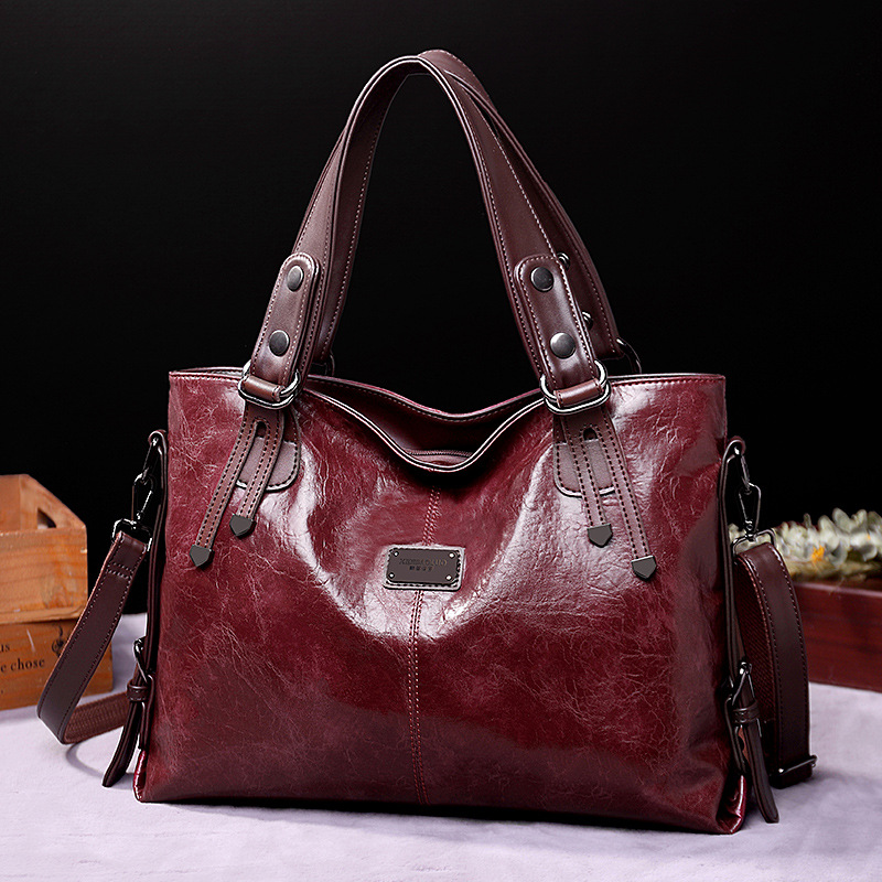 V888-ELOSUNG11541-209462-00 Classic Vintage PU Leather Handbag-Spacious Shoulder and Crossbody Tote for Women (Wine Red) - Image 1
