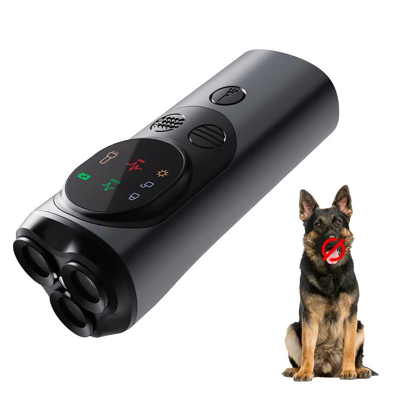 V888-ELOSUNG11624-209597-00 P10 Black Ultrasonic Dog Repellent Device - Dual-Mode Flashlight and Ultrasonic Dog Deterrent - Image 1