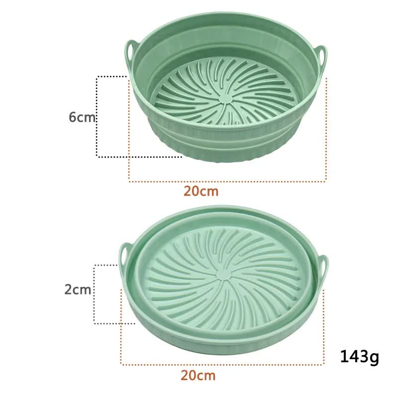 V888-ELOSUNG11728-209817-00 3D Round Air Fryer Silicone Liners - Food-Grade, Non-Stick, Reusable Basket Mats for Air Fryers, Ovens, and Microwaves (4 PCS Green) - Image 1