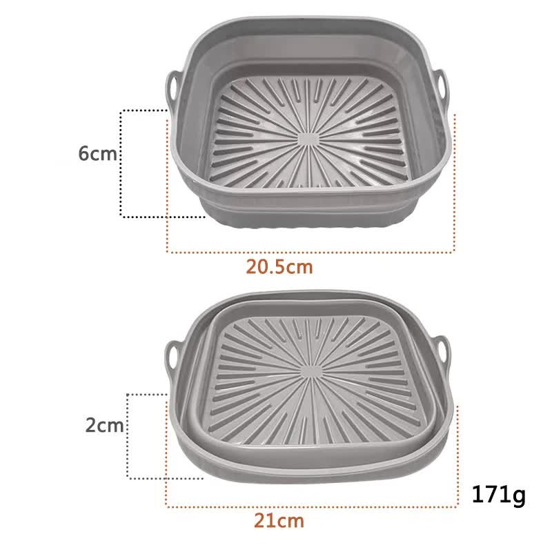 V888-ELOSUNG11733-209822-00 3D Square Air Fryer Silicone Liners - Food-Grade, Non-Stick, Reusable Basket Mats for Air Fryers, Ovens, and Microwaves (4 PCS Gray) - Image 1