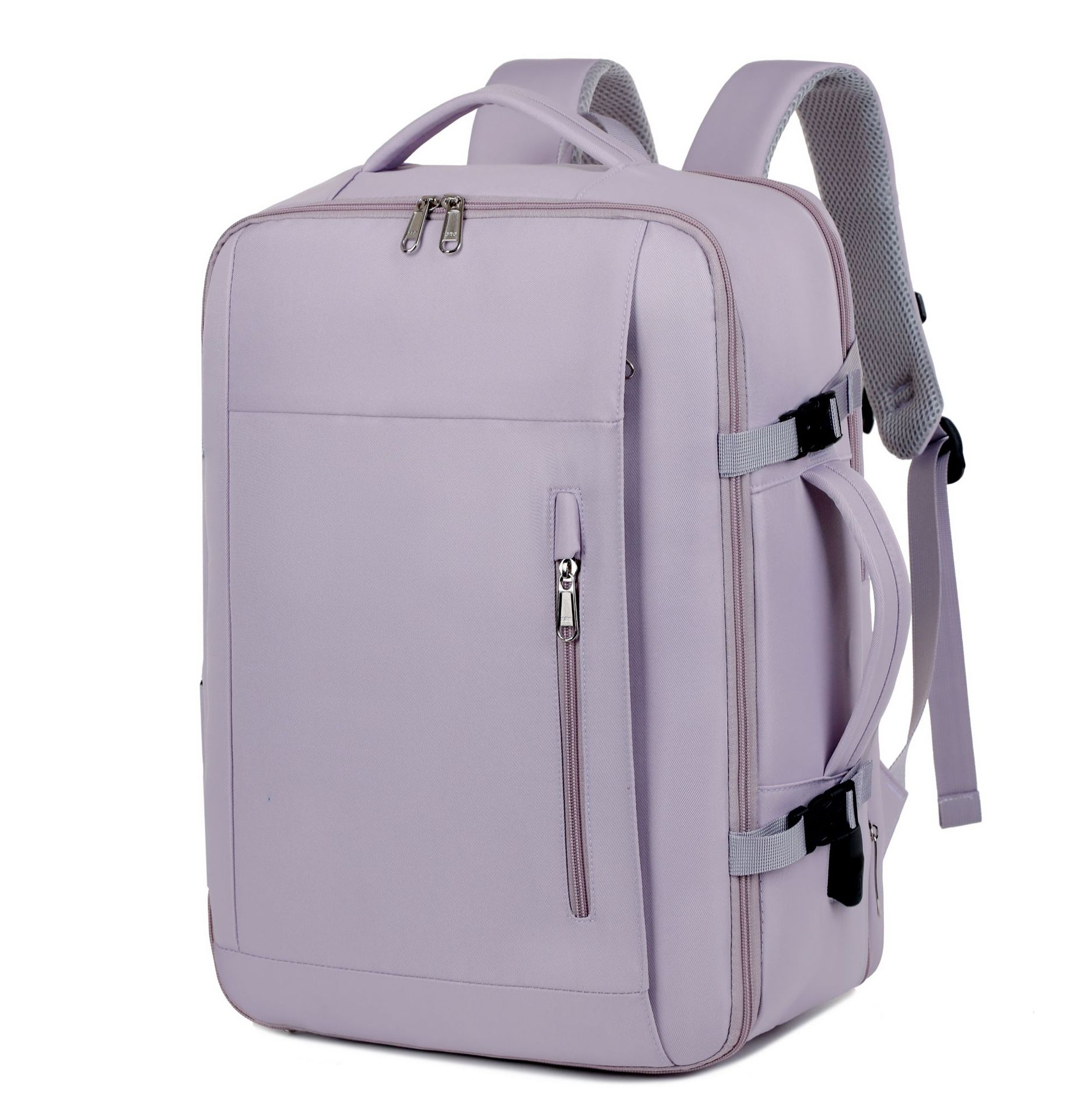 V888-ELOSUNG11750-209871-00 Purple Expandable Backpack with USB Port - Multi-Functional Outdoor, Commuter & Laptop Bag - Image 1