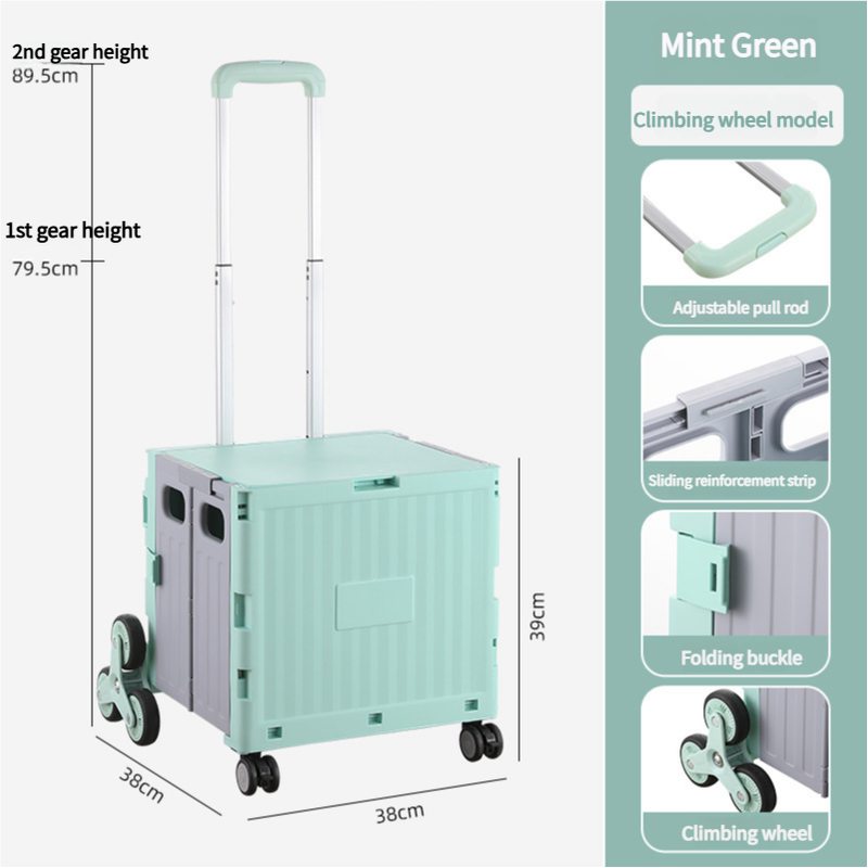 V888-ELOSUNG11816-209948-00 Nordic Green Climbing Wheel Folding Cart - Compact and Durable for Outdoor Camping and Picnics - Image 1