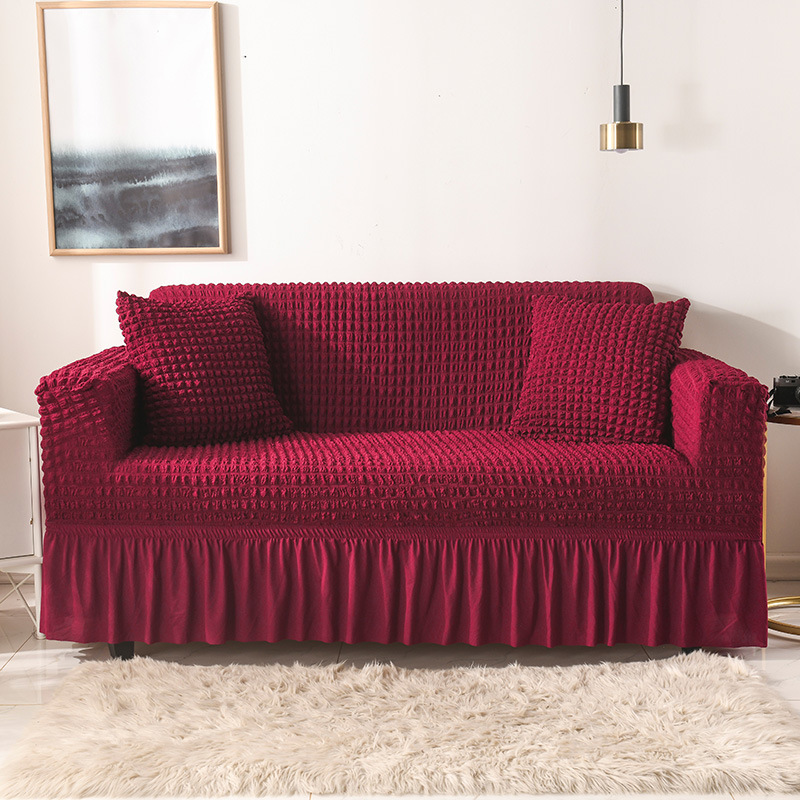 V888-ELOSUNG1201-202550-00 Elastic sofa cover wine red (305-360cm) - Image 1