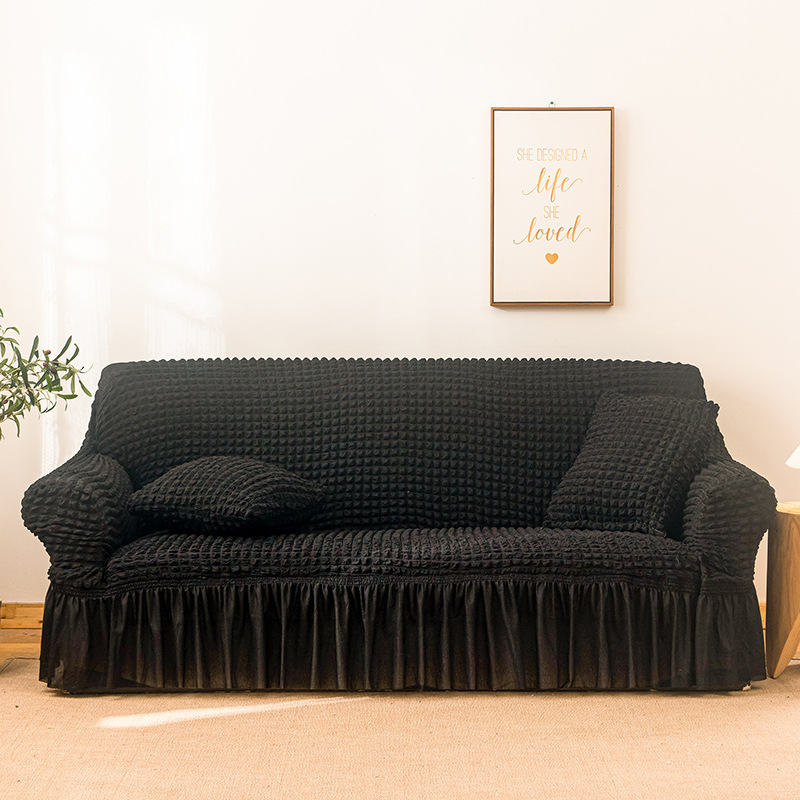 V888-ELOSUNG1224-202386-00 Elastic sofa cover black (190-230cm) - Image 1