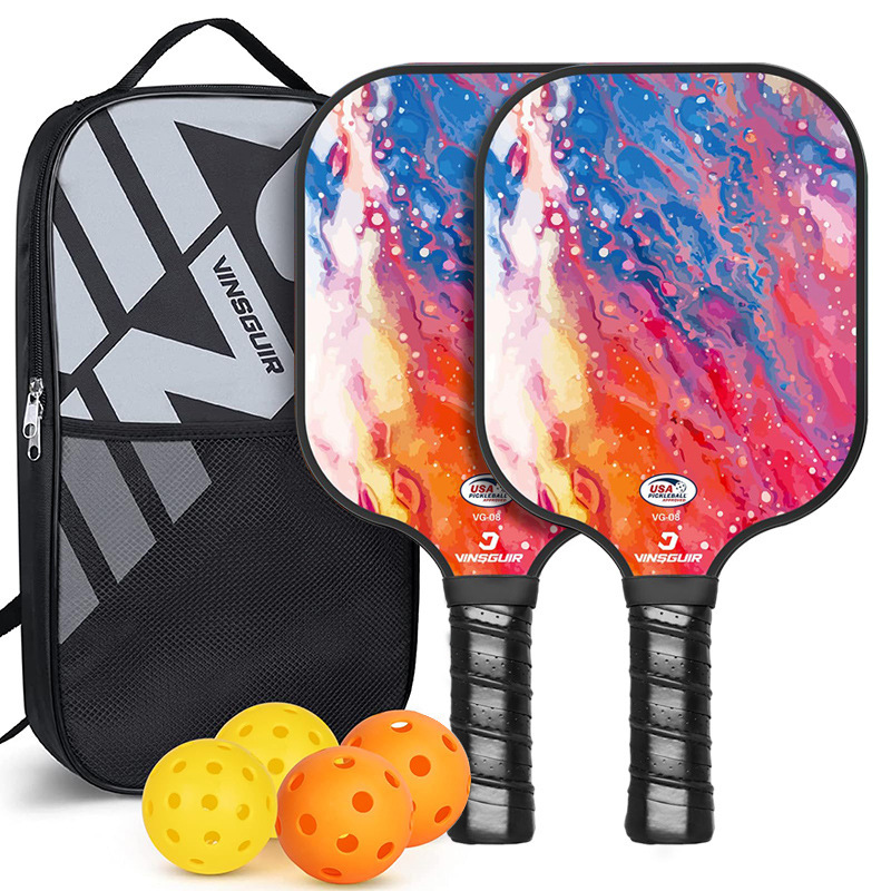 V888-ELOSUNG12367-211872-00 Pink Beach Fiberglass Pickleball Paddle Set - Vibrant Design for Enhanced Gameplay - Image 1