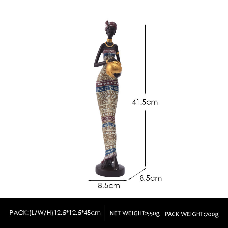 V888-ELOSUNG12457-211797-00 Multicolor Exotic African Woman Figurine - Elegant Resin Sculptures for Home Decor - Image 1