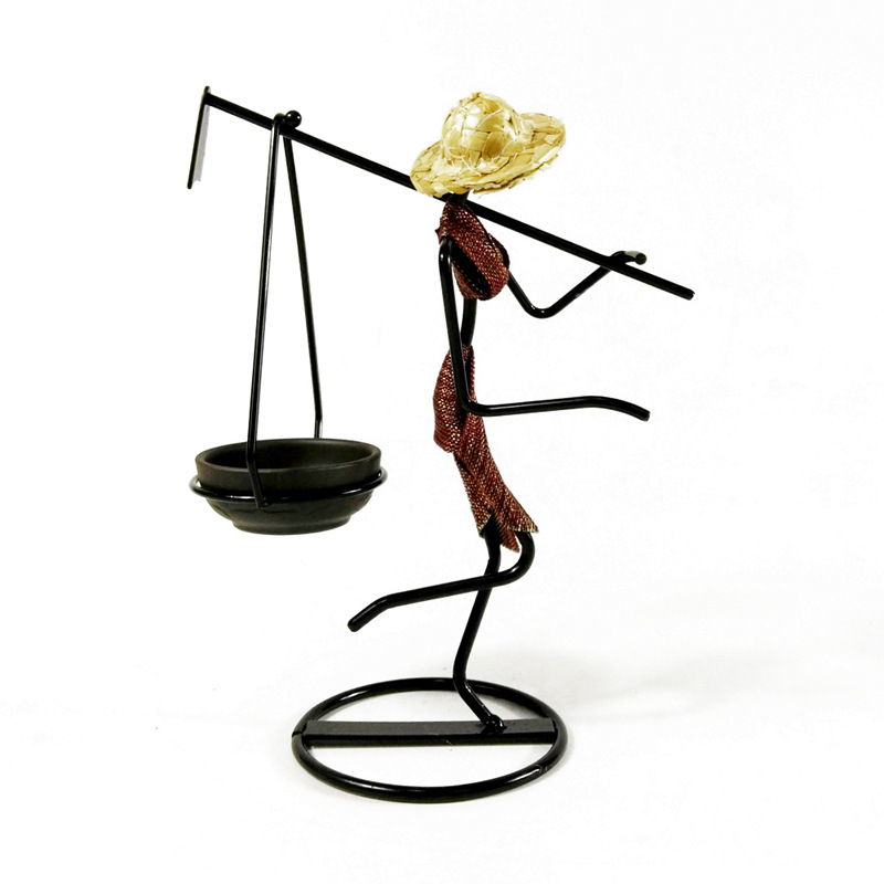 V888-ELOSUNG12489-212110-00 Red Dress Modern Iron Art Candle Holder - Stylish Decorative Candle Stand for Living Room, Dining Room, and Study - Image 1