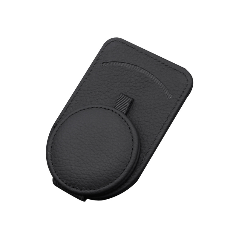 V888-ELOSUNG12635-212673-00 Black Multifunctional Car Sun Visor Glasses Clip with Card Holder - Compact and Convenient - Image 1