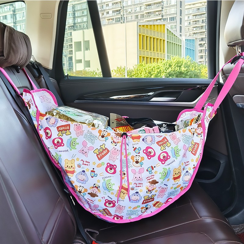 V888-ELOSUNG12673-213523-00 Pink Car Back Seat Organizer Hammock - Portable Storage Solution - Image 1
