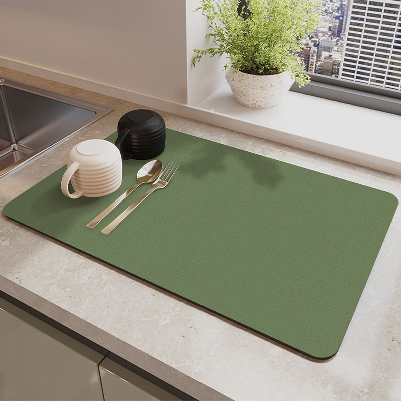 V888-ELOSUNG12816-213436-00 Green Waterproof Quick-Dry Kitchen Mat - Non-Slip Rubber Base, Absorbent Technology Fabric, 4mm Thick - Image 1