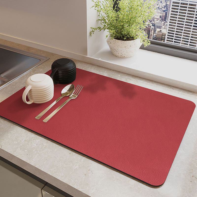 V888-ELOSUNG12822-213430-00 Red Waterproof Quick-Dry Kitchen Mat - Non-Slip Rubber Base, Absorbent Technology Fabric, 4mm Thick - Image 1