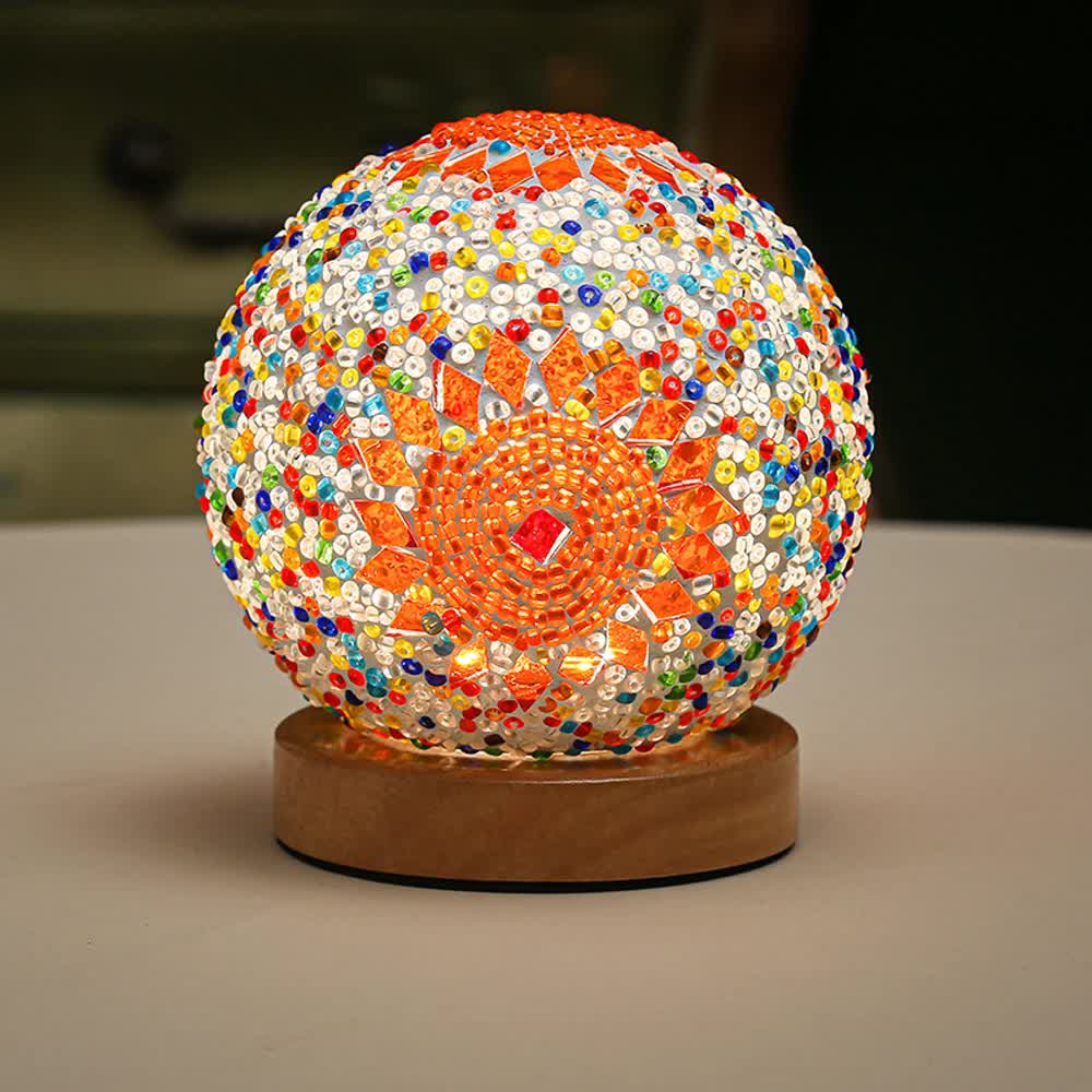 V888-ELOSUNG12849-213666-00 Orange Handmade Mosaic Glass Lamp - Vibrant Decorative Table Light - Image 1