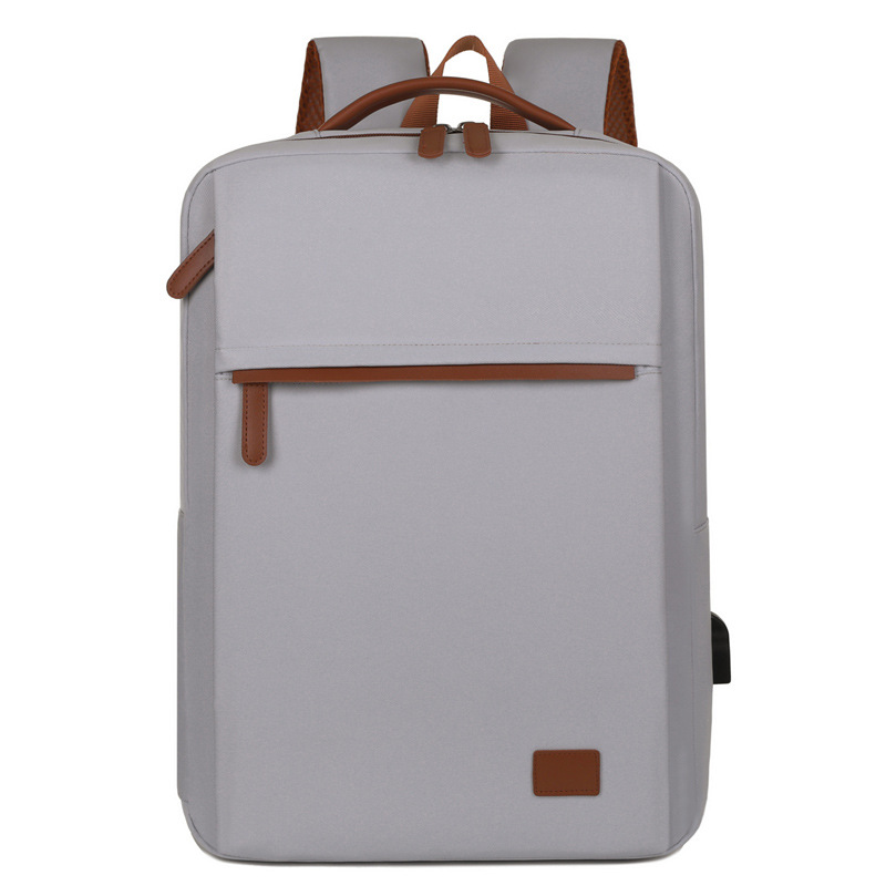V888-ELOSUNG12959-213855-00 Grey Minimalist USB Charging Laptop Backpack - Elegant and Spacious Travel Bag - Image 1